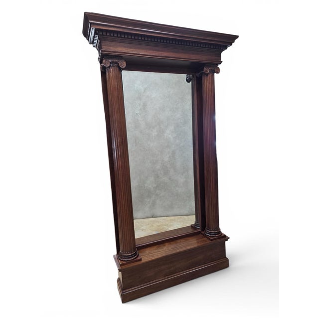 Contemporary Antique Chicago Architectural Salvage Mahogany Pier / Hall Mirror For Sale - Image 3 of 9