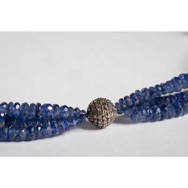 Contemporary 1990s Blue Sapphire and Diamond Beaded Bracelet by Deborah Lockhart Phillips For Sale - Image 3 of 6