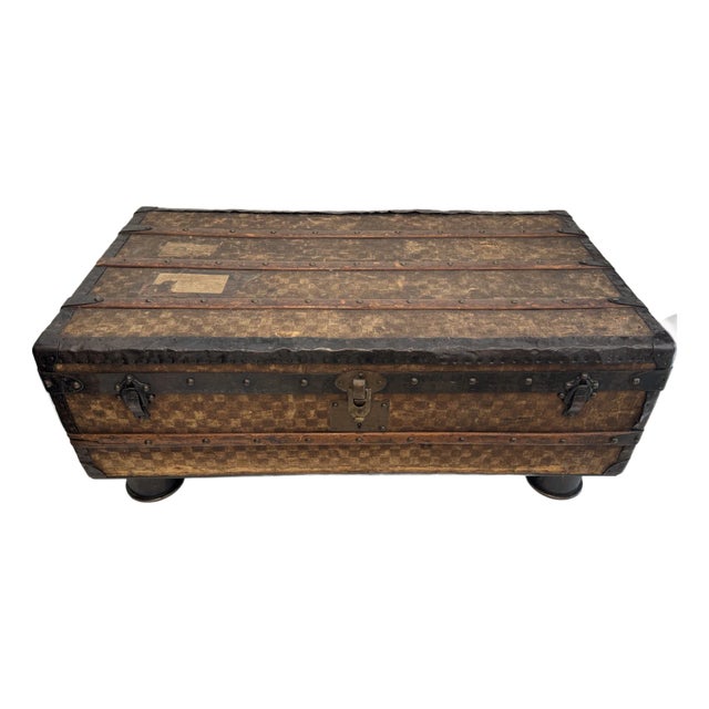 Vintage Checkerboard Trunk Coffee Table For Sale