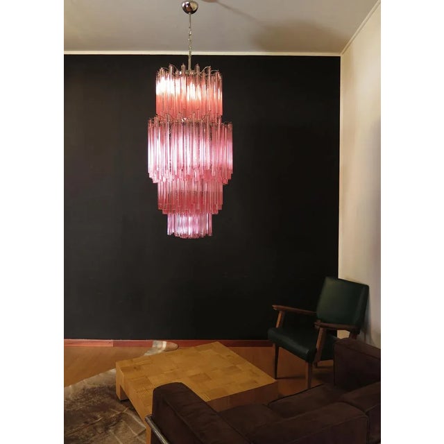 Pink Large Vintage Italian Murano Glass Chandelier, 1984 For Sale - Image 8 of 11