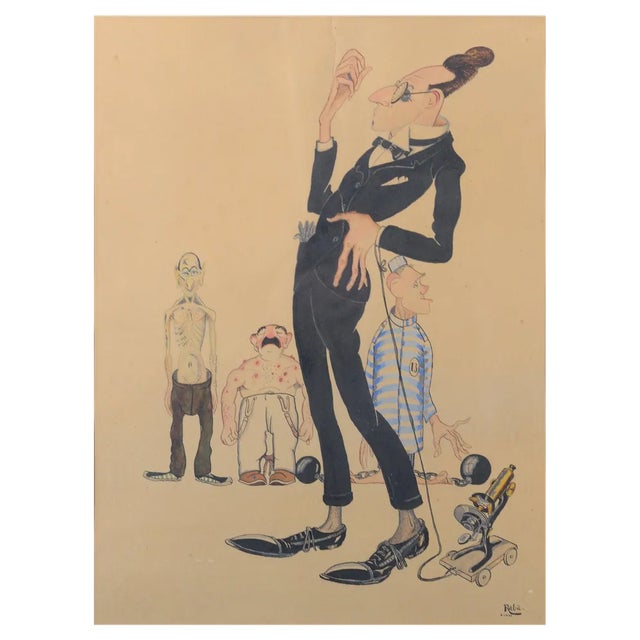 Raba, Bizarre Cartoon, 1926, Watercolor on Paper For Sale