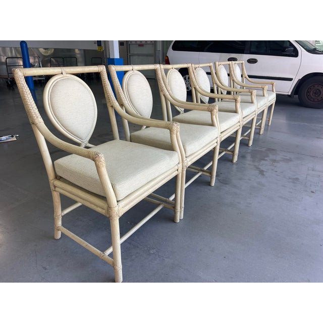 Ficks Reed Rattan Dining Chairs With Teardrop Backs | Set of 6, Palm Beach Regency For Sale - Image 10 of 11