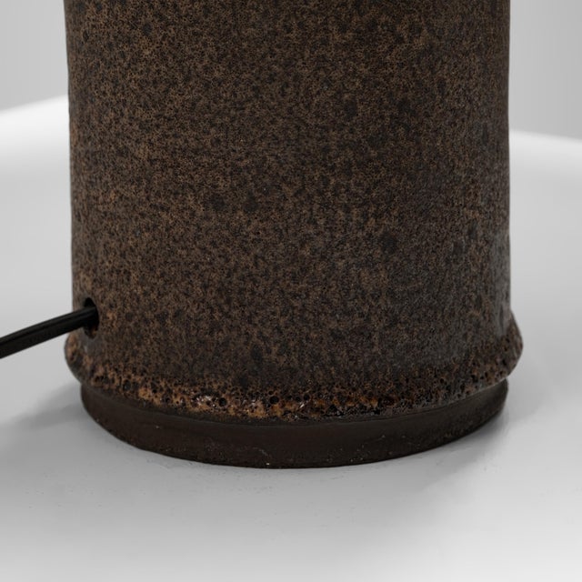 Textile Brown Glazed Stoneware Table Lamp by Kai Klinge for Oreby Keramik, Denmark, 1970s For Sale - Image 7 of 9