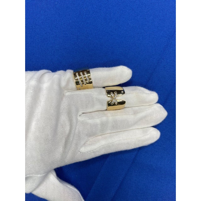 Brilliant Cut Diamond Pave Seams Line Cross Chunky Cocktail Statement Cigar Band, Size 6.5 For Sale - Image 9 of 10