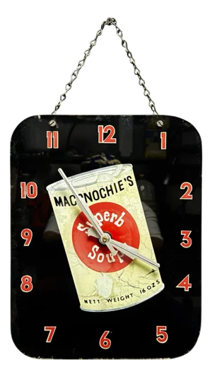Maconochies Soup Glass Advertising Clock, 1920s