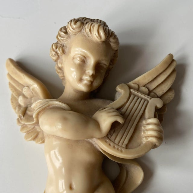 Antique Victorian Celluloid Angel Playing Harp Figurine For Sale - Image 4 of 7