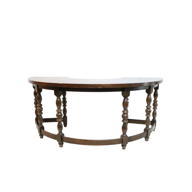 English Oak Half Round Desk Chairish