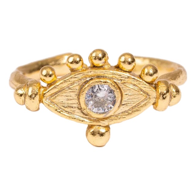Eternal Eye Gold Adjustable Ring, Size 8 For Sale
