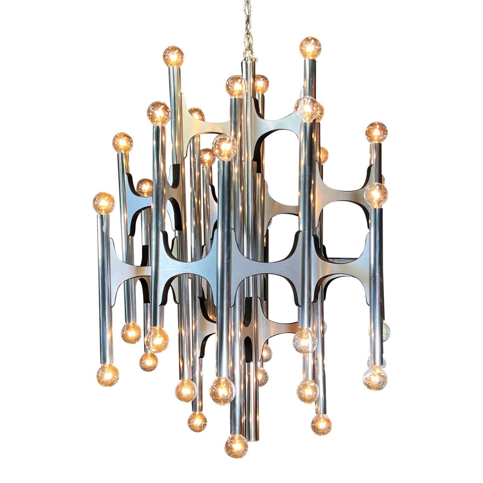 Sculptural Mid Century Modern 36 Light Chandelier by Gaetano Sciolari for Lightolier