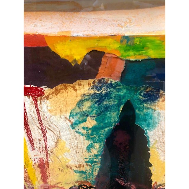 Green Terence La Noue, Huge Abstract Modernist "August Series" Mixed Media Monotype Colorful Painting, 1990 For Sale - Image 8 of 12