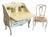 Vintage La Barge Hand Painted Blue and White French Secretary Desk and Chair For Sale