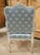 18th Century French Painted Louis XV Fauteuil À La Reine Armchair With Blue Silk For Sale - Image 4 of 18