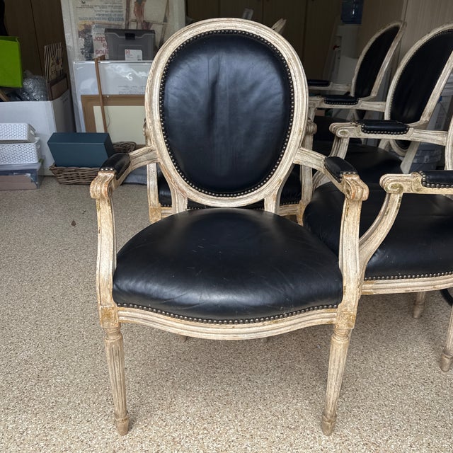 1980s Set of 6 Louis XIV Style Chairs For Sale In Los Angeles - Image 6 of 6