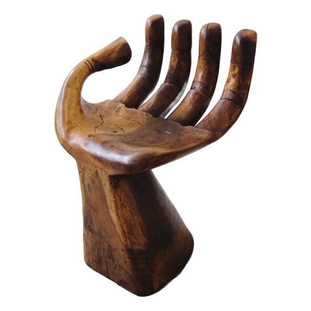 Carved Wooden Sculpture Chair in the Shape of a Hand, 1980s For Sale