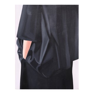Folds in Black - Original Contemporary Figurative Fashion Oil Painting on Canvas by Darwin Estacio Martinez For Sale