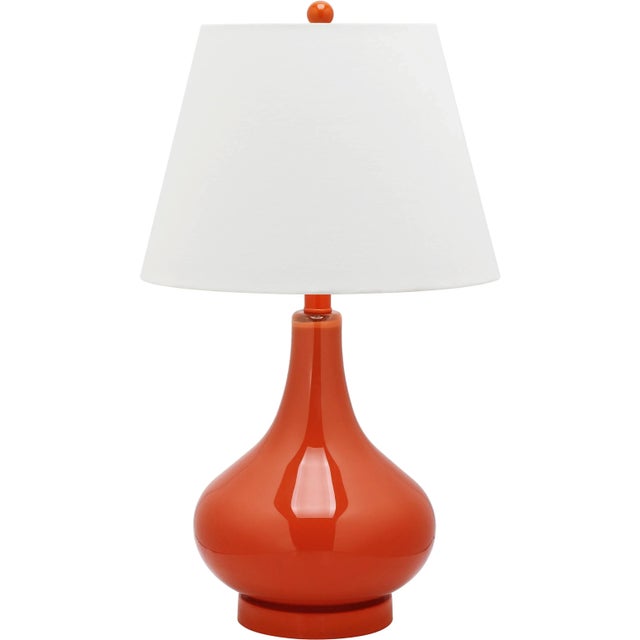 Modern Campbell 24-Inch H Gourd Glass Table Lamp - Blood Orange For Sale - Image 3 of 3