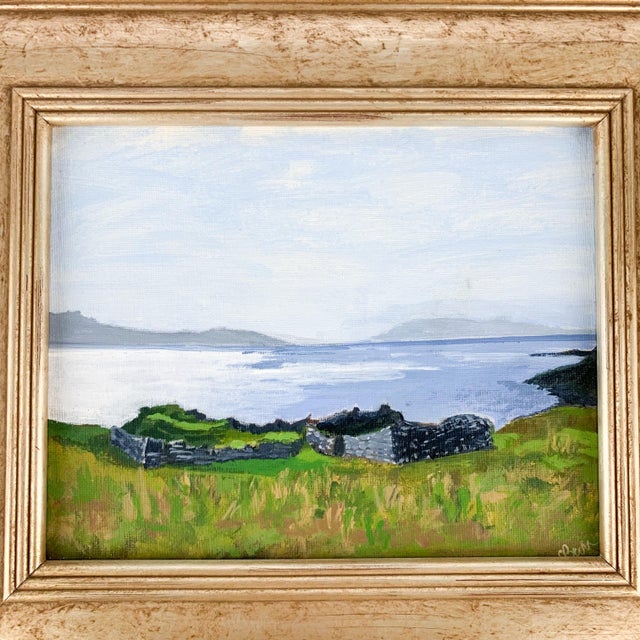 Coastal Julia Burr Painting Nautical Coastal Mountain Landscape Painting Framed Signed For Sale - Image 3 of 8