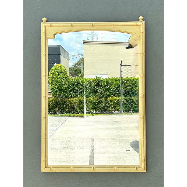 Mid 20th Century Vintage Faux Bamboo Rectangular Mirror For Sale - Image 5 of 15
