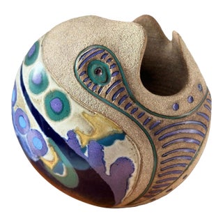 1990s Ken Pick Stoneware Pottery Vase Sculpture For Sale