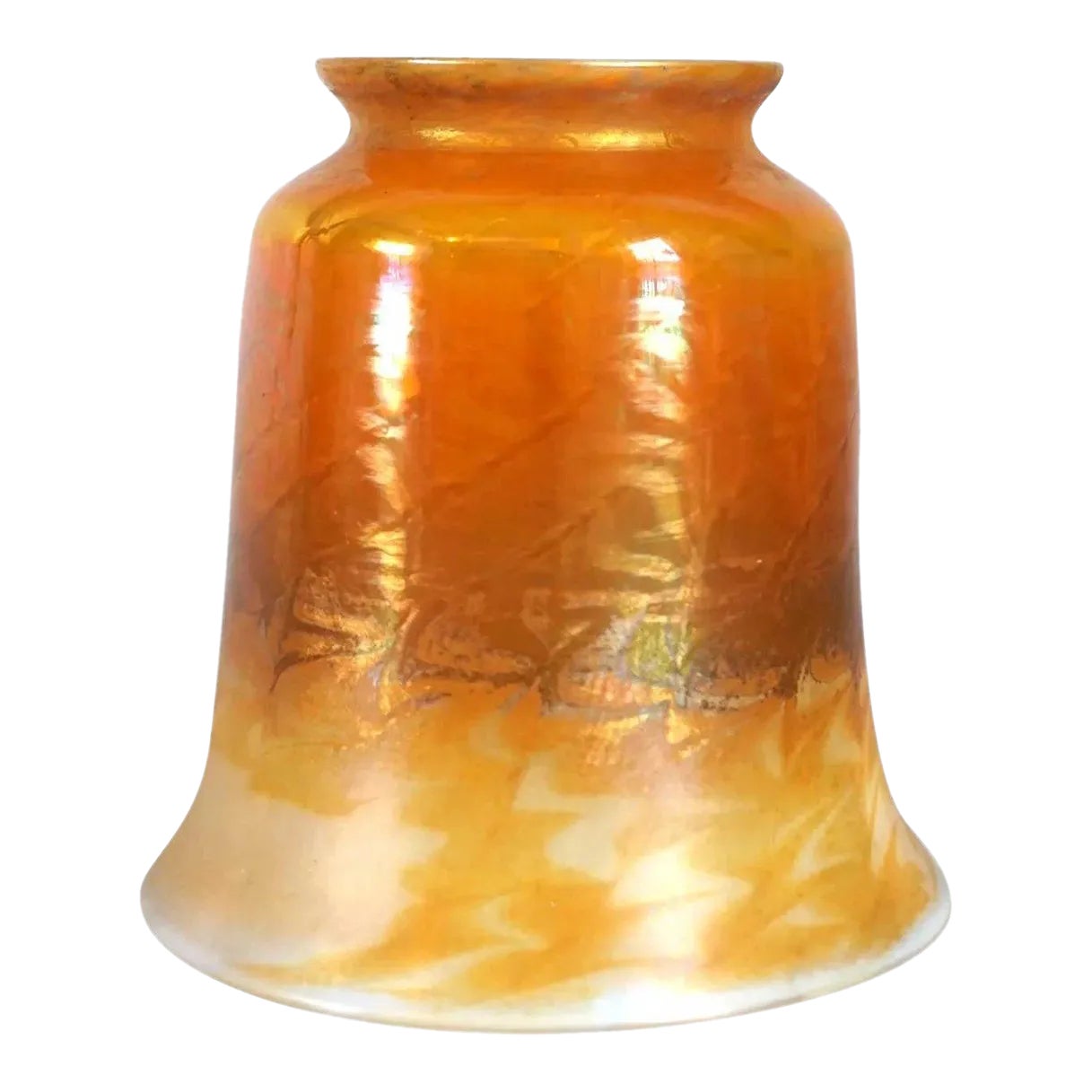 American Tiffany Studios Favrile Glass Gold Wave Pattern Candle Shade
