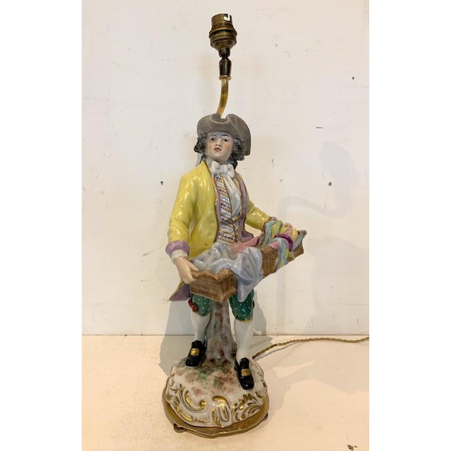Polychrome Porcelain Group Mounted as a 20th Century Lamp For Sale - Image 10 of 10