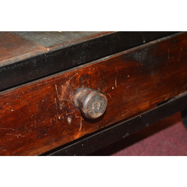 Attributed to Restoration Hardware Plank Wood & Black Iron Industrial Coffee Table on Castors W/ 2 Drawers For Sale - Image 9 of 12
