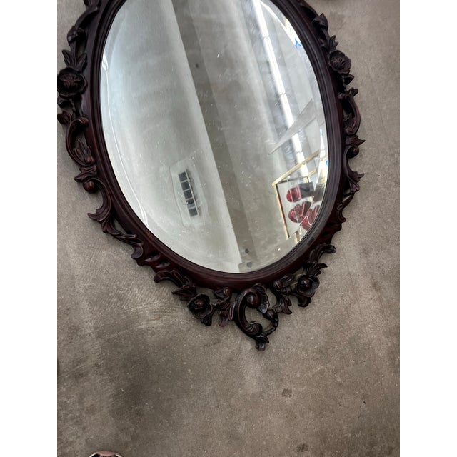 Up for your consideration is a beautiful vintage wooden hand carved oval wall mirror. This would look lovely in your home...