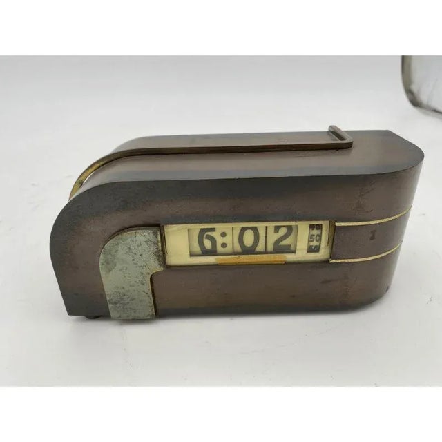 Art Deco Circa 1934 Kem Weber Model 304 "Zephyr" Copper Digital Clock by Lawson For Sale - Image 3 of 10