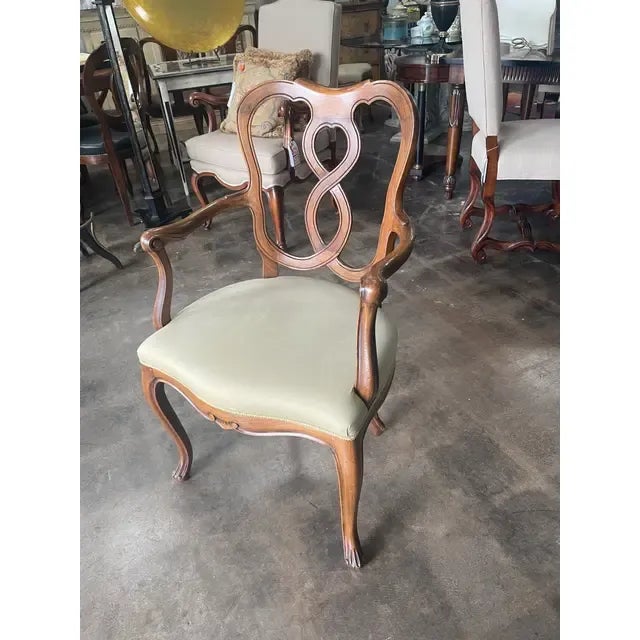 1990s 1990s Classical Italian Hand-Carved Armchair: Walnut Open Back Design For Sale - Image 5 of 7
