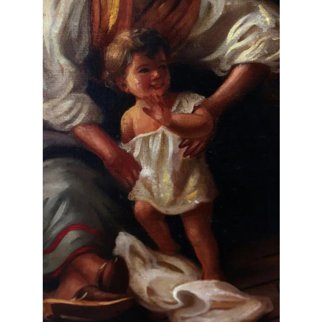 Rustic Figures, 1950s, Large Oil on Canvas For Sale - Image 4 of 10