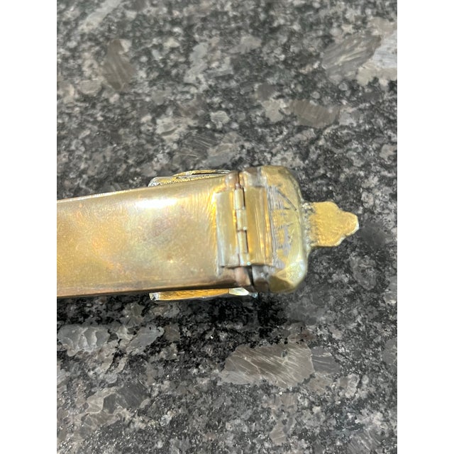 Early 19th Century Antique Early Brass Traveling Inkwell & Pen Holder For Sale - Image 5 of 6