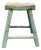 Rustic Bold Distressed Light Sage Green 4 Legs Wood Stool Side Table Stand For Sale