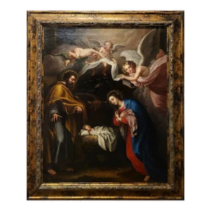 17th C. Italian Old Master -The Holly Family -Oil Painting