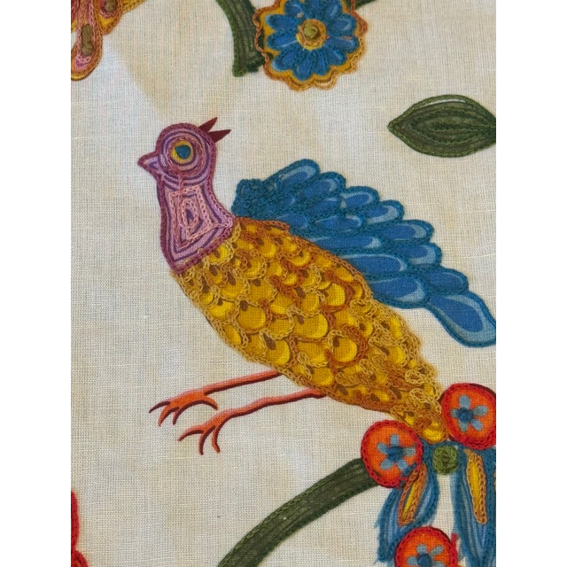 Clarence House Clarence House Gujarat Crewel Embroidered Floral Bird Fabric For Sale - Image 4 of 9