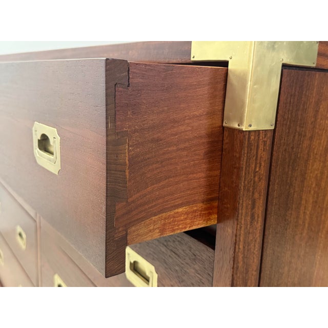 1960s Refinished Solid Teak and Brass Campaign Dresser For Sale - Image 10 of 10