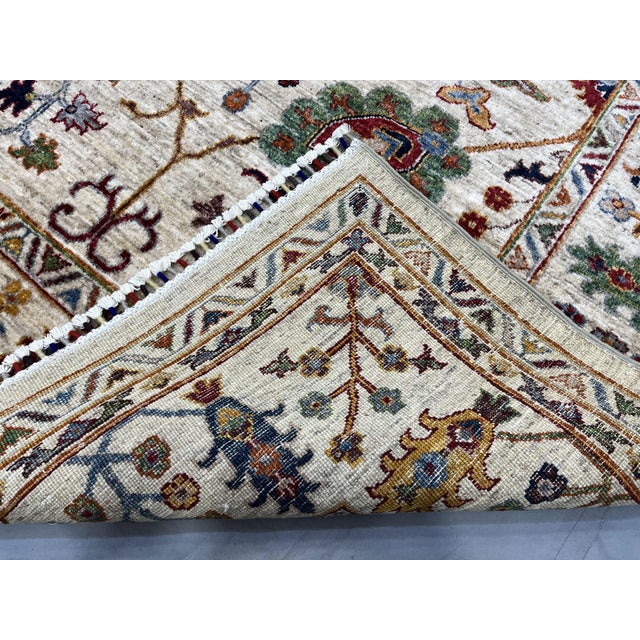 Beige Sultani Persian-Style Floral Natural Dye Wool Area Rug, 8'2" X 9'9" For Sale - Image 16 of 16