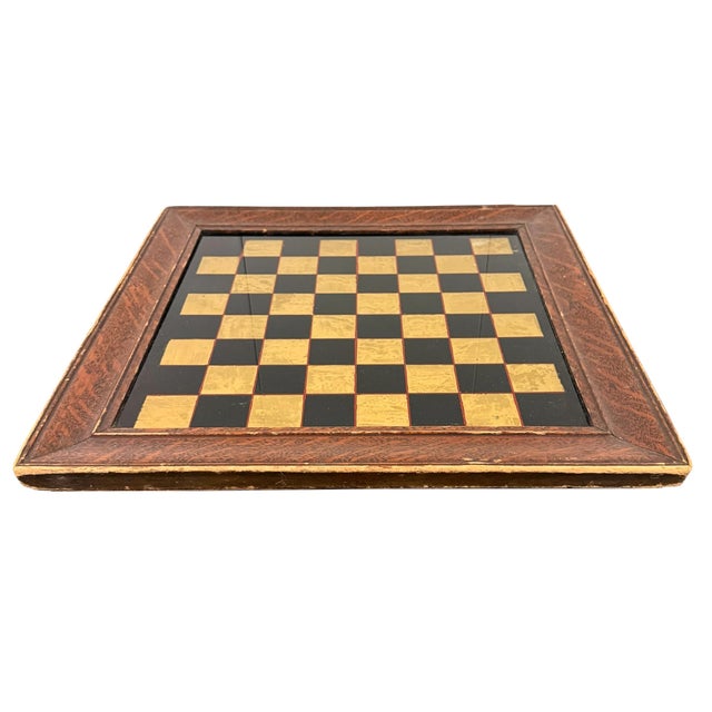 Cabin 19th Century Reverse Glass Painted and Gilt Chess Board For Sale - Image 3 of 8