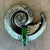 Metal Vintage Silver Spiral Brooch With Green Detail For Sale - Image 7 of 12