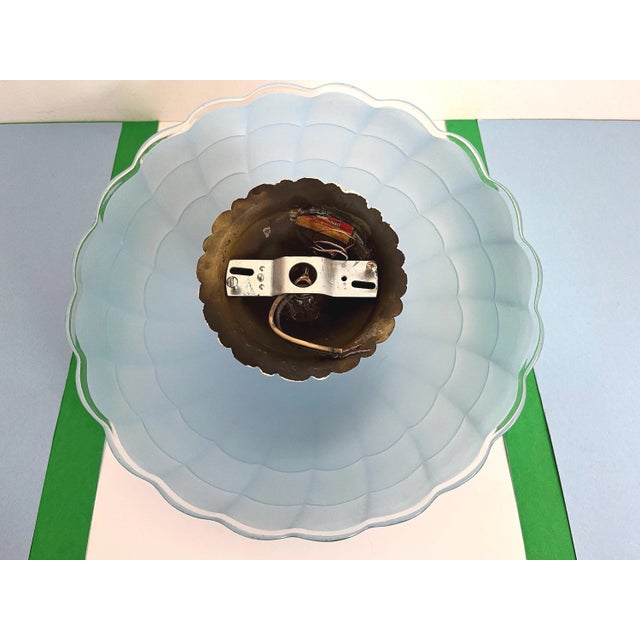 1940s Blue Scalloped Flush Light For Sale - Image 15 of 17