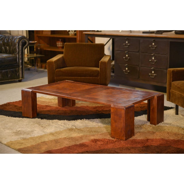 Vintage Coffee Table in Leather, 1950s For Sale - Image 6 of 10