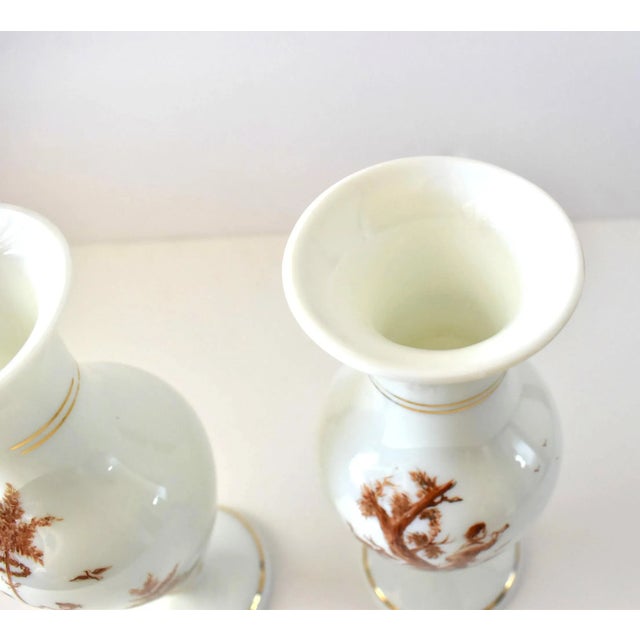 19th-Century Antique French Sepia Grisaille White Opaline Glass Baluster Vases - a Pair For Sale - Image 10 of 13