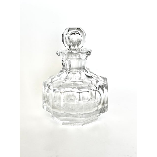 Art Deco Heavy Cut Crystal Perfume Bottle For Sale - Image 4 of 8
