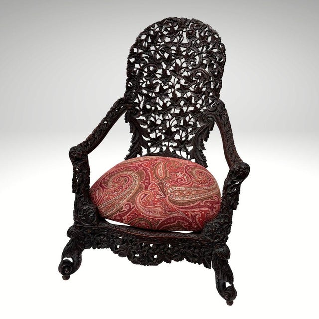 Victorian Anglo-Indian Armchair in Wood, Burma / Republic of the Union of Myanmar, 1880 For Sale - Image 3 of 18