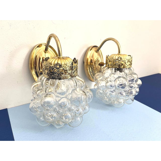 Mid 20th Century 1960s Bubble Glass Sconces, Pair For Sale - Image 5 of 17