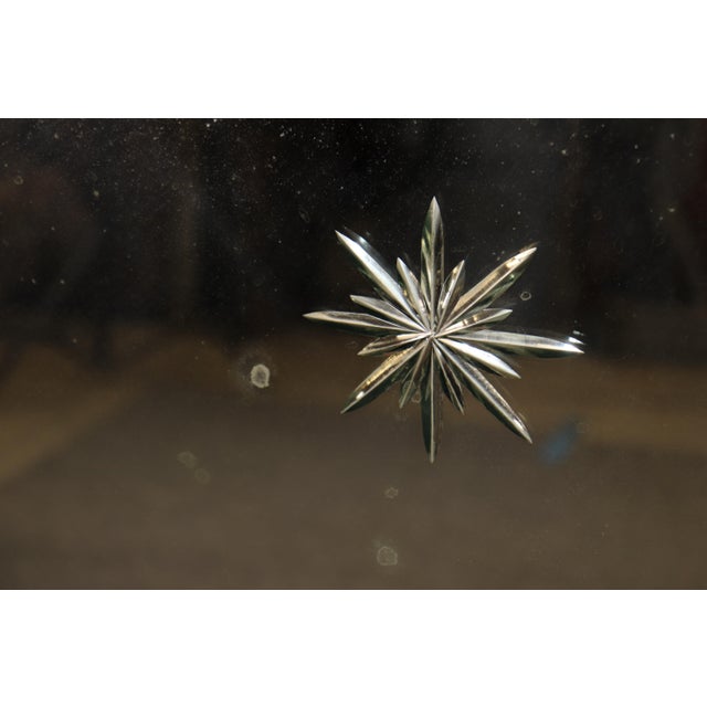 Pair of Maison Jansen Style Aged Patina Mirror Etched Star Glass Mirrors For Sale In Philadelphia - Image 6 of 10