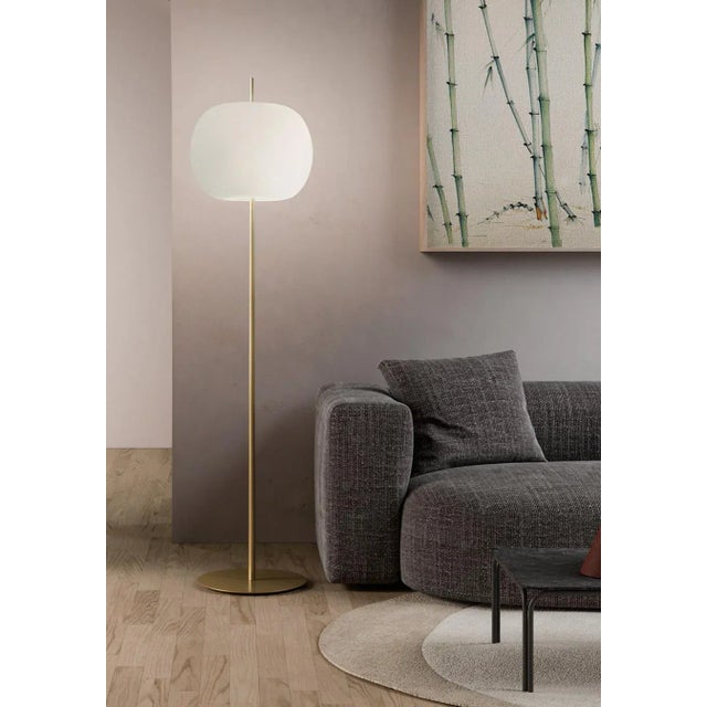 Mid-Century Modern Kushi Xl' Opaline Glass and Metal Floor Lamp for Kdln in Black For Sale - Image 3 of 10