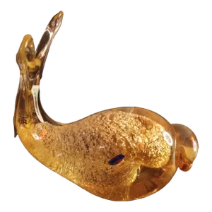 1980s Murano Italy Art Glass Aventurine Fish Figurine