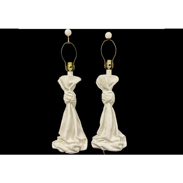 Pair of Draped Plaster Lamps, Style of John Dickinson For Sale - Image 4 of 11