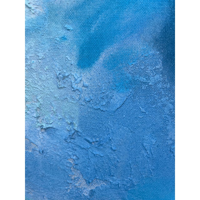 Textile "Never Let Me Go" Blue and White Original Collage Painting For Sale - Image 7 of 10