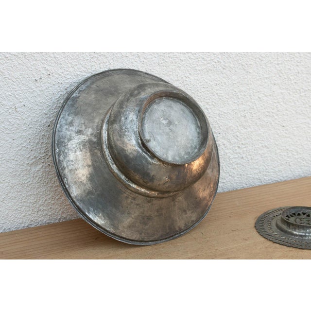 Silvered Lotus, Antique Tinned Copper Vessel For Sale In Los Angeles - Image 6 of 10